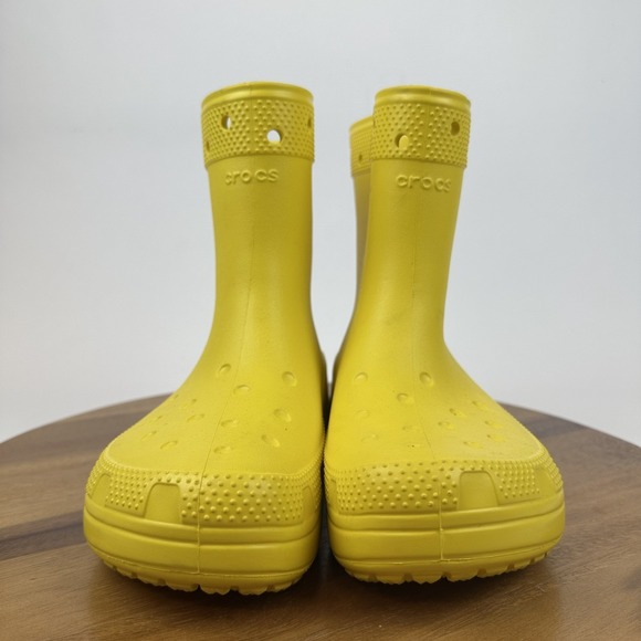 Womens Crocs Classic Rain Ankle Boots Yellow Rubber Waterproof Size 9 M GUC - Picture 3 of 10